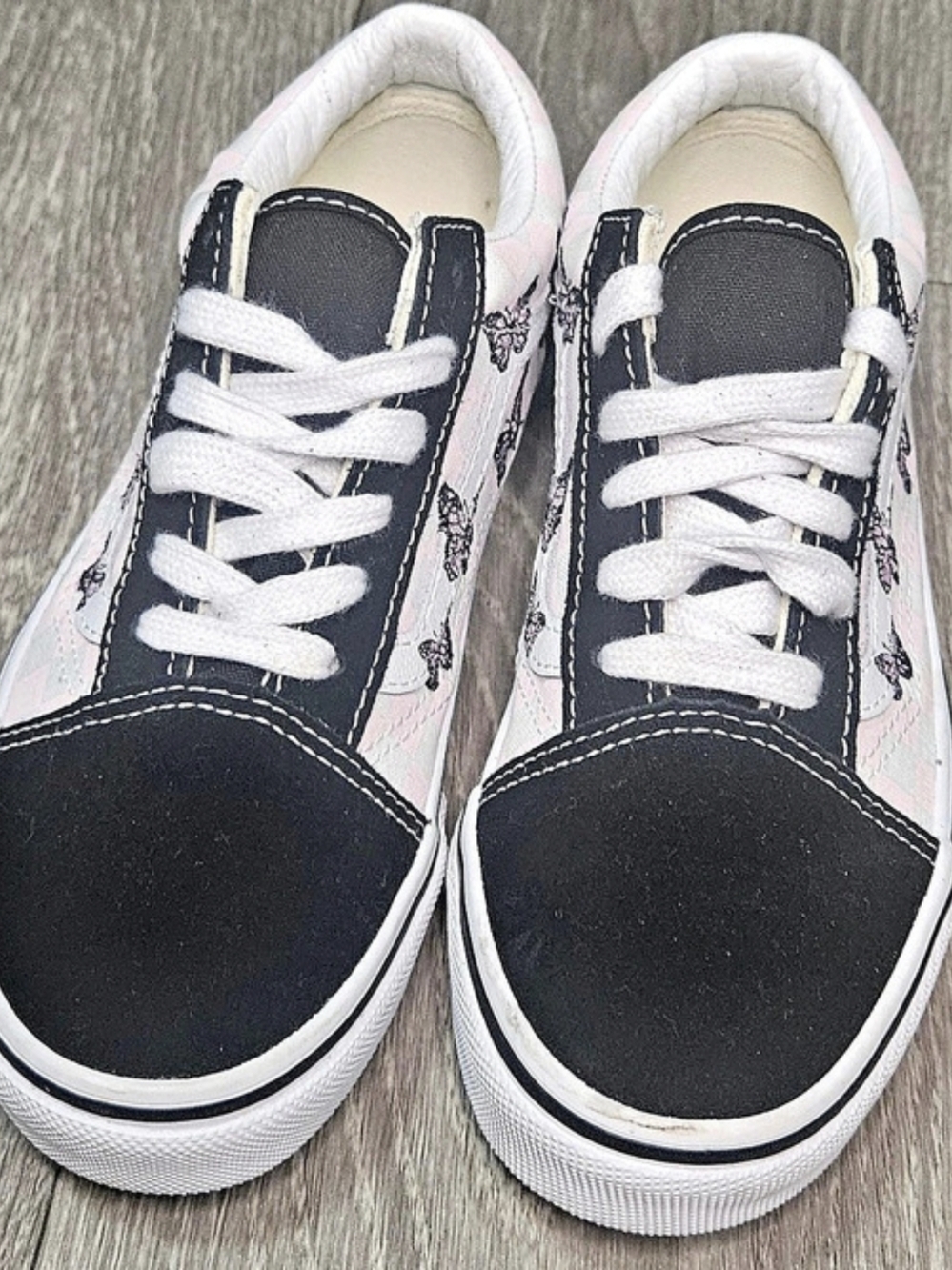 Vans Old Skool Butterflies Sneakers Black & Pink Girls US 2.0